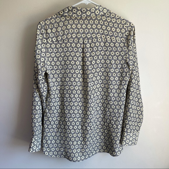 Ann Taylor Popover Floral Tab Sleeve Career Blouse - Picture 6 of 6